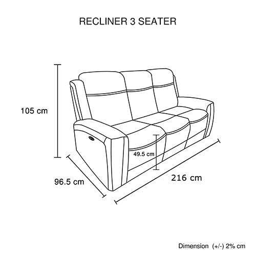 3-2 Seater Electric Leather/PVC Black Recliner Set