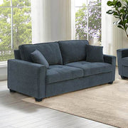2+3 seater sofa set in charcoal fabric with pillows, featuring pocket spring support and multilayer foam padding.