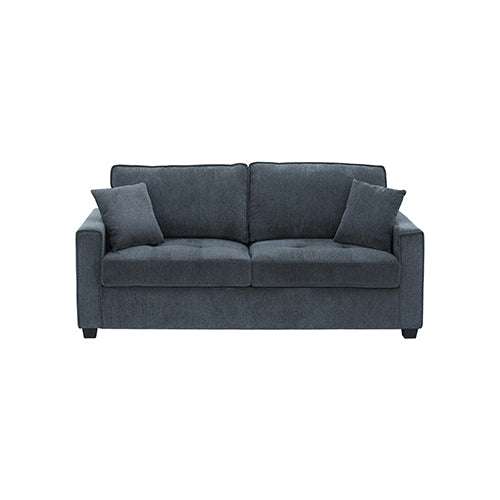 2+3 seater sofa set in charcoal polyester fabric with two pillows and pocket springs.