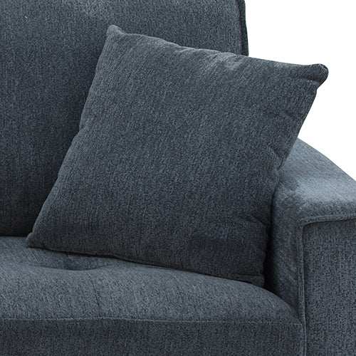 2+3 seater sofa set in charcoal polyester fabric with pocket springs and two pillows.