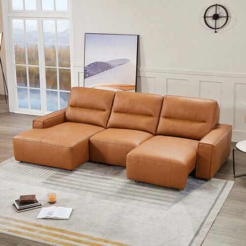 Albany Genuine Leather 3 Seater Couch With Chaise