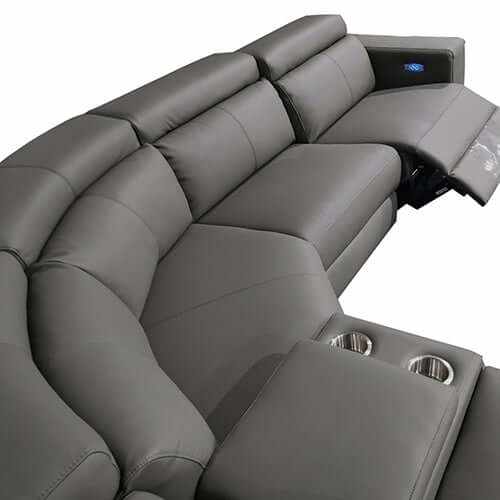 6 Seater Real Leather Sofa Couch for Living Room with Adjustable Headr