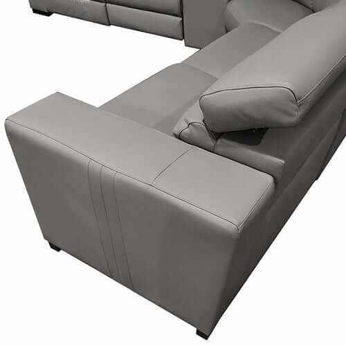 6 Seater Real Leather Sofa Couch for Living Room with Adjustable Headr