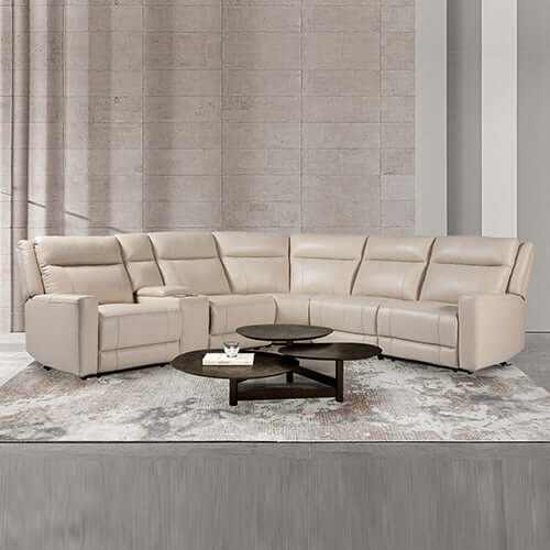 Berlin 6 Seater Sectional Genuine Leather Recliner Sofa with 2 Power S