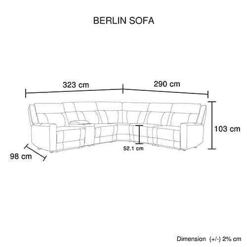 Berlin 6 Seater Sectional Genuine Leather Recliner Sofa with 2 Power S