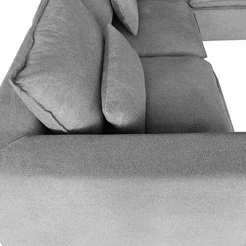6 Seater Cloud Sectional Couch with Ottoman in Belfast Fabric - Grey