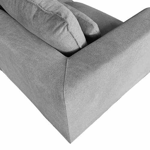 6 Seater Cloud Sectional Couch with Ottoman in Belfast Fabric - Grey