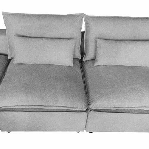 6 Seater Cloud Sectional Couch with Ottoman in Belfast Fabric - Grey