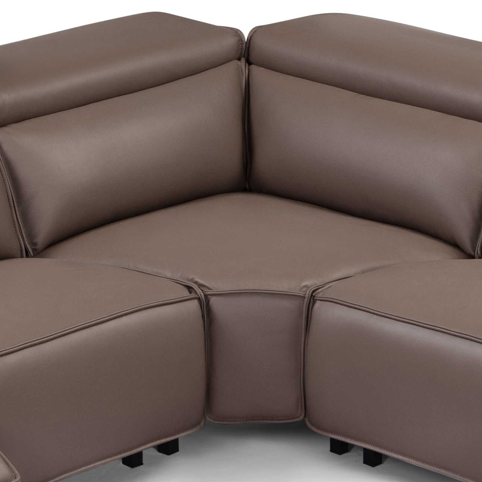 5 seater real cow leather corner sofa with power recliner and adjustable headrest.