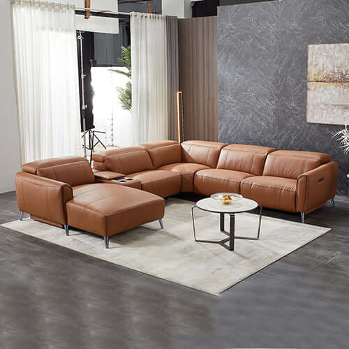 London 5 Seater Leather Recliner Sofa-Upinteriors