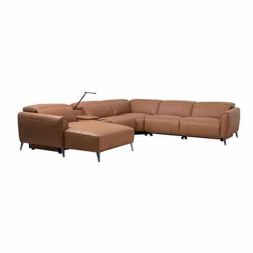 London 5 Seater Genuine Leather Sectional Recliner Sofa with Left Chai