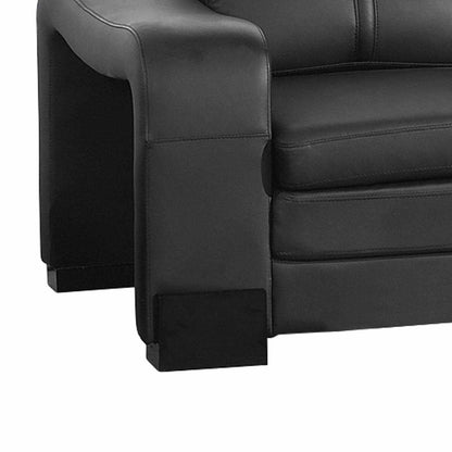 Luxurious 6 Seater Faux Leather Corner Sofa in Black with 2x Ottomans