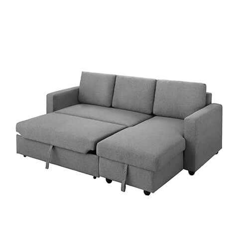Murry 2 Seater Sofa Bed With Storage Corner Lounge Set In Grey With Ch