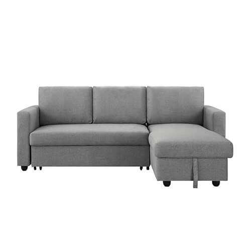 Murry 2 Seater Sofa Bed With Storage Corner Lounge Set In Grey With Ch