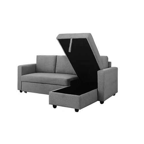 Murry 2 Seater Sofa Bed With Storage Corner Lounge Set In Grey With Ch