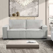 Reno 3 Seater Sofa in Grey Fabric with Knock Down Feature on Arms and Back.