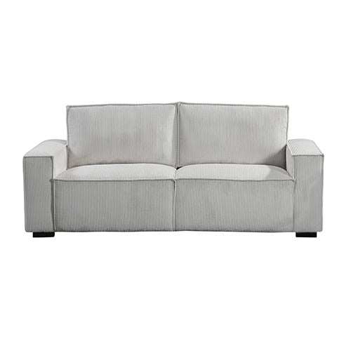 Reno 3 Seater Sofa in grey fabric with wooden structure and knock-down arms and back.