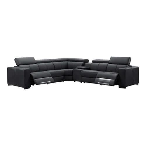 Washington 6 Seater Leather Recliner Sofa and Reversible Console
