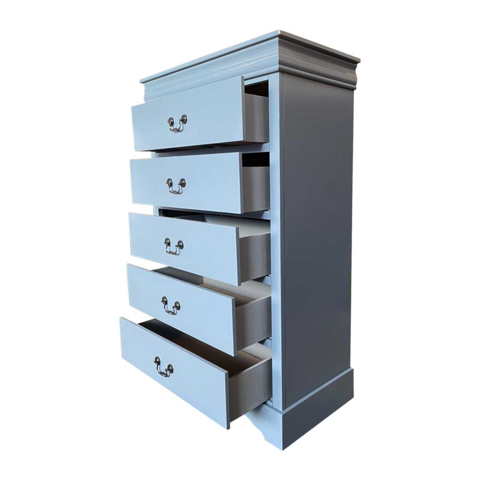 Tallboy Cabinet with 5 Storage Drawers in Grey Colour