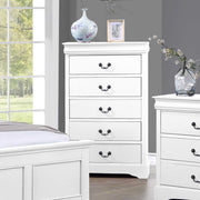 White Tallboy with 5 Storage Drawers