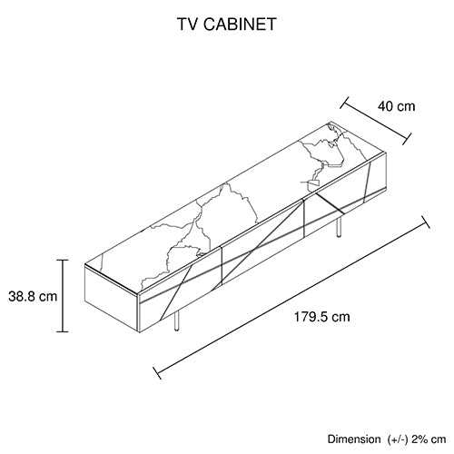 TV Cabinet MDF Glossy Storage Drawers Metal Base Entertainment Unit