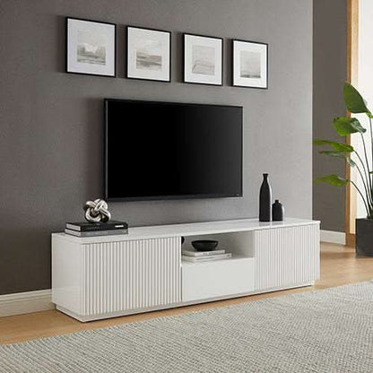 TV Cabinet Storage Drawer MDF Glossy Entertainment Unit in White colou