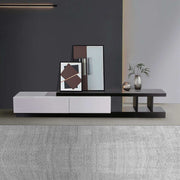 TV Cabinet with 2 Storage Drawers With High Glossy Assembled Entertainment Unit in Black & White colour