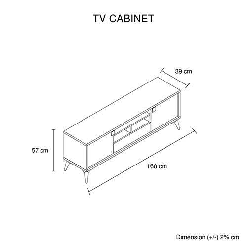 TV Cabinet with Storage Drawer Open Shelve Cabinet MDF in Champagne Co