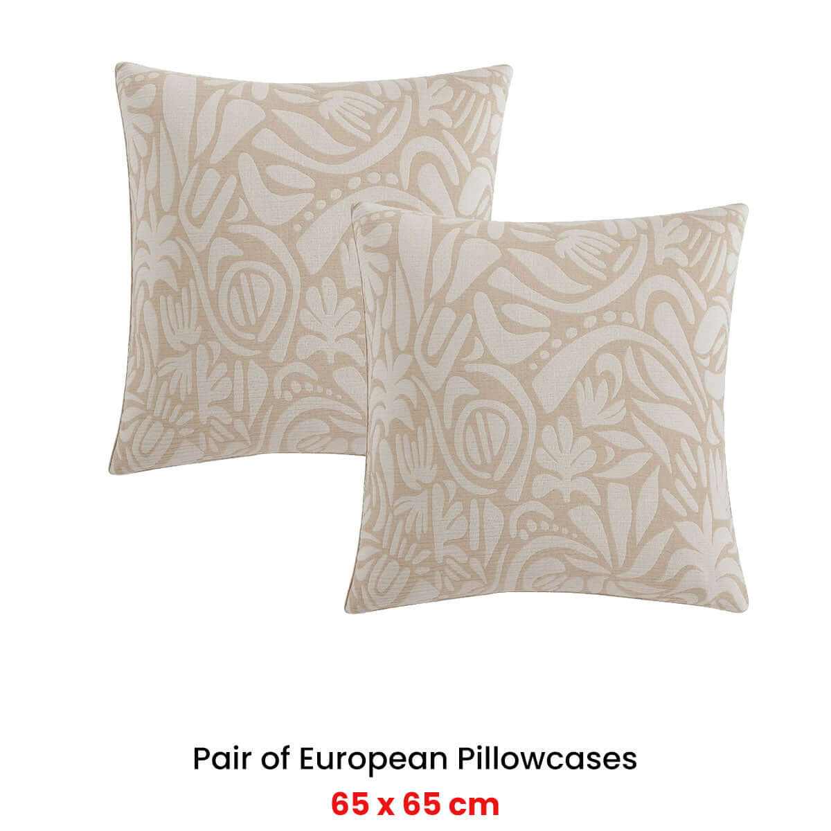 Pair of Haven Caramel Jacquard European Pillowcases 65 x 65cm