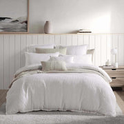 Platinum Collection Caspian White Cotton Queen Quilt Cover Set