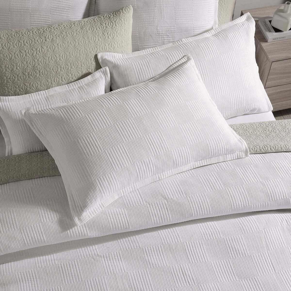 Platinum Collection Caspian White Cotton Queen Quilt Cover Set