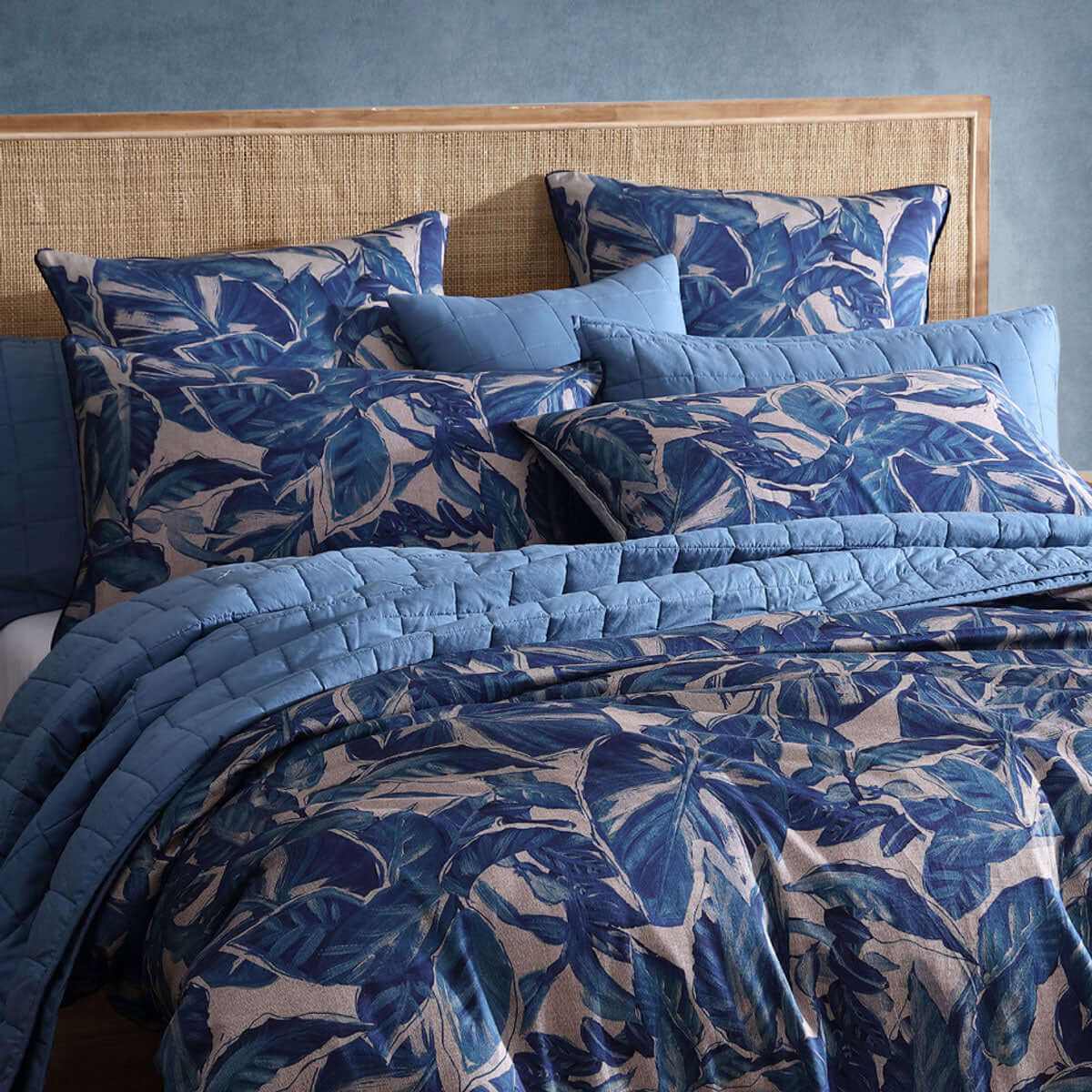 250TC 100% Cotton Sateen Elio Blue Duvet Cover King