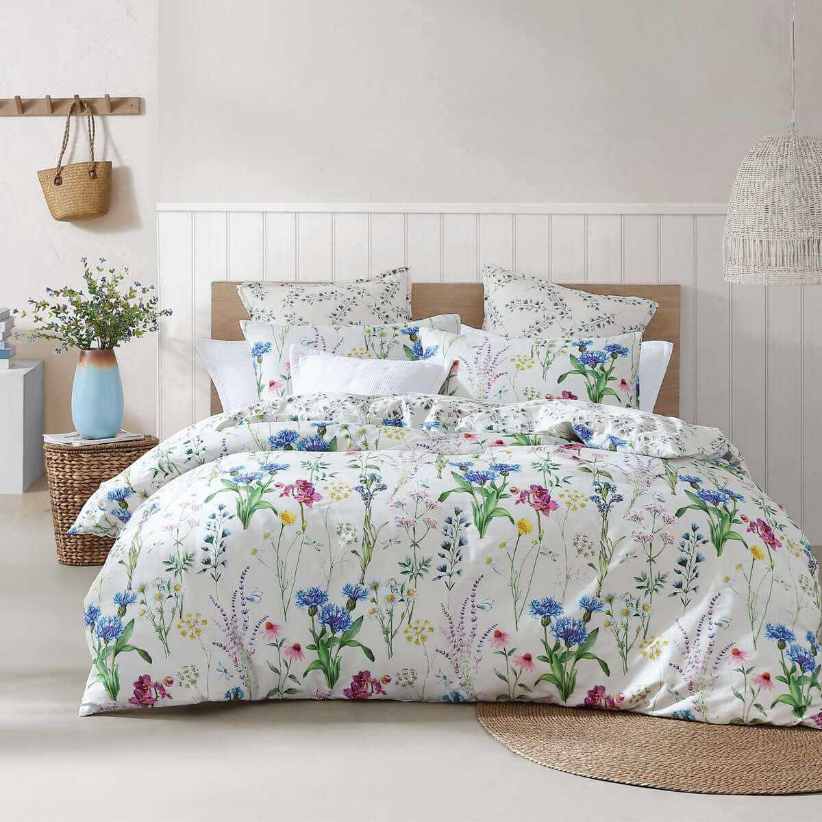Floriana Ivory 250TC 100% Cotton Sateen Duvet Cover Set Queen