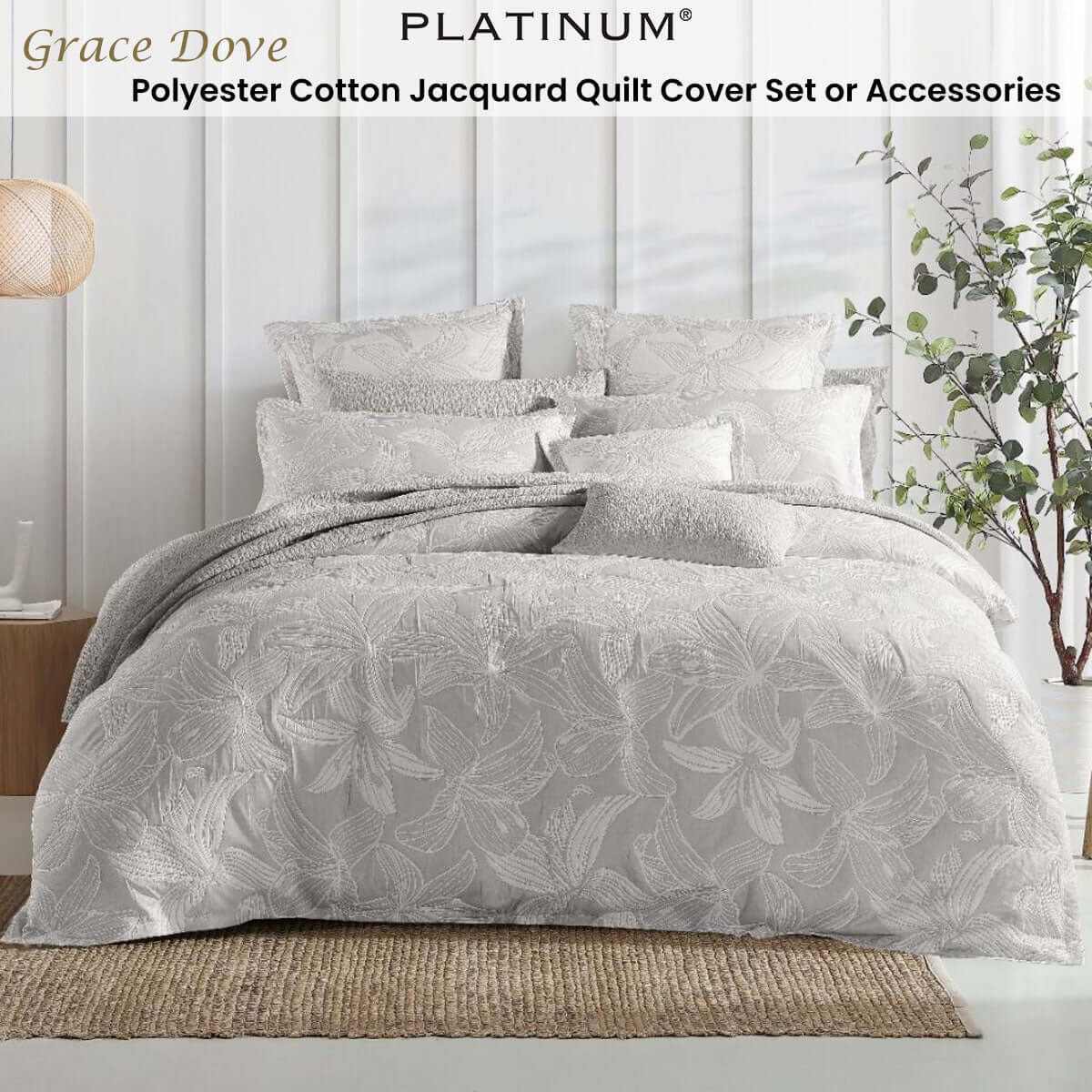 Grace Dove Polyester Cotton Floral Quilt Cover Set Queen