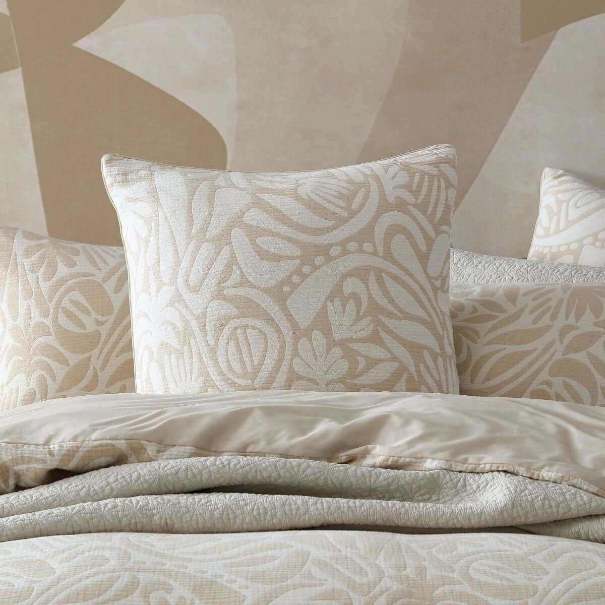 Haven Caramel Polyester Cotton Jacquard Super King Duvet Cover Set