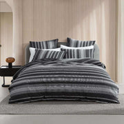 Hunter Charcoal 100% Cotton Seersucker Quilt Cover Set Queen