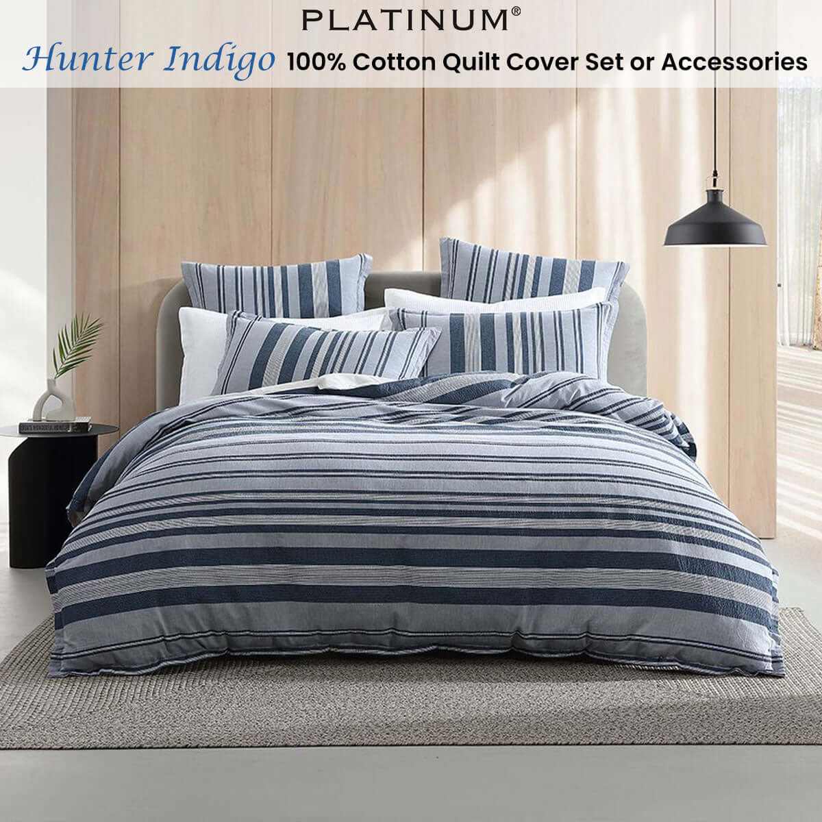 Hunter Indigo King Size Cotton Duvet Cover Set