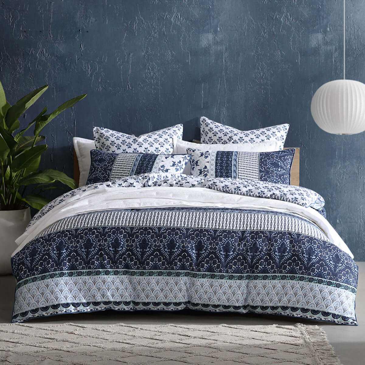 250TC 100% Cotton Sateen King Duvet Cover Blue