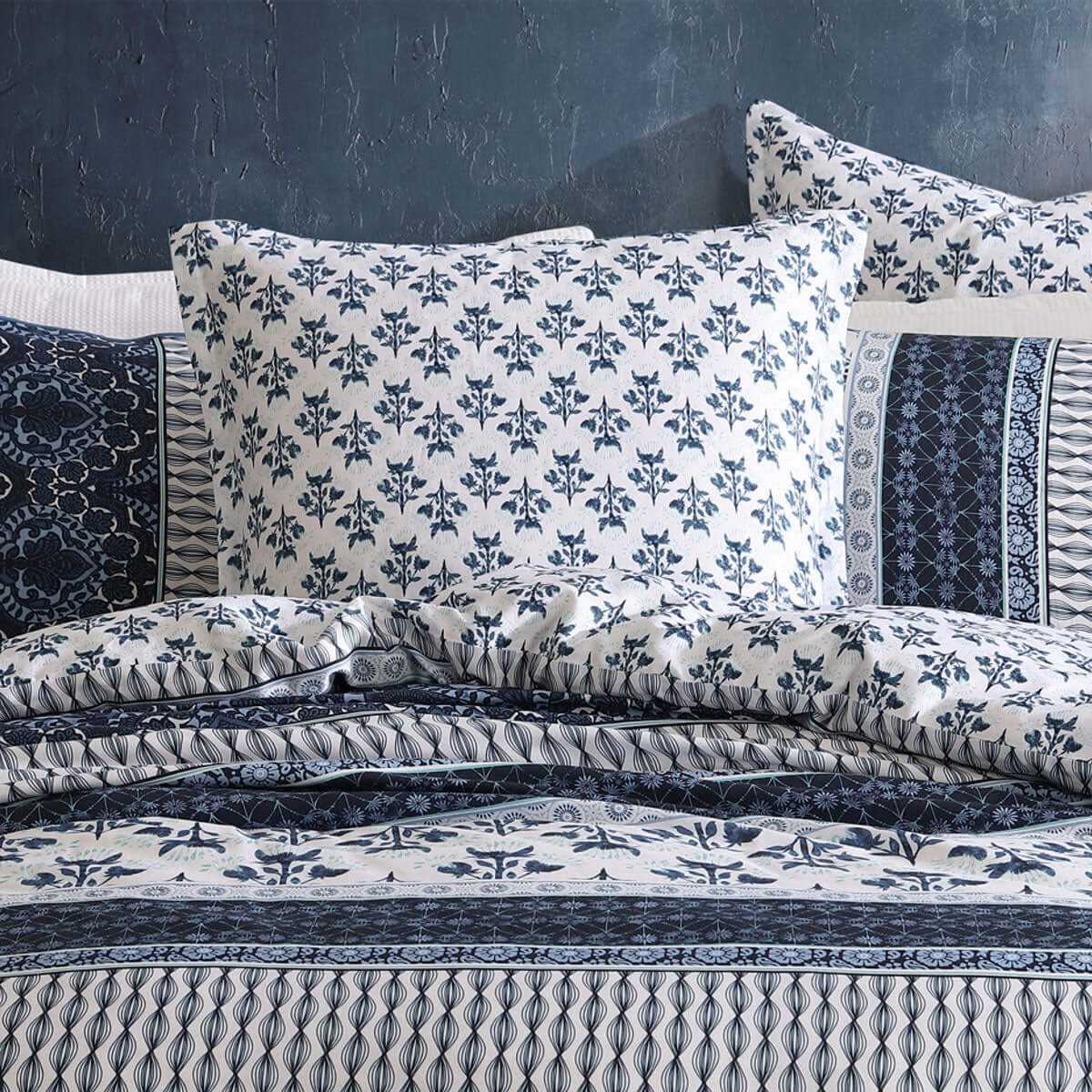 250TC 100% Cotton Sateen King Duvet Cover Blue