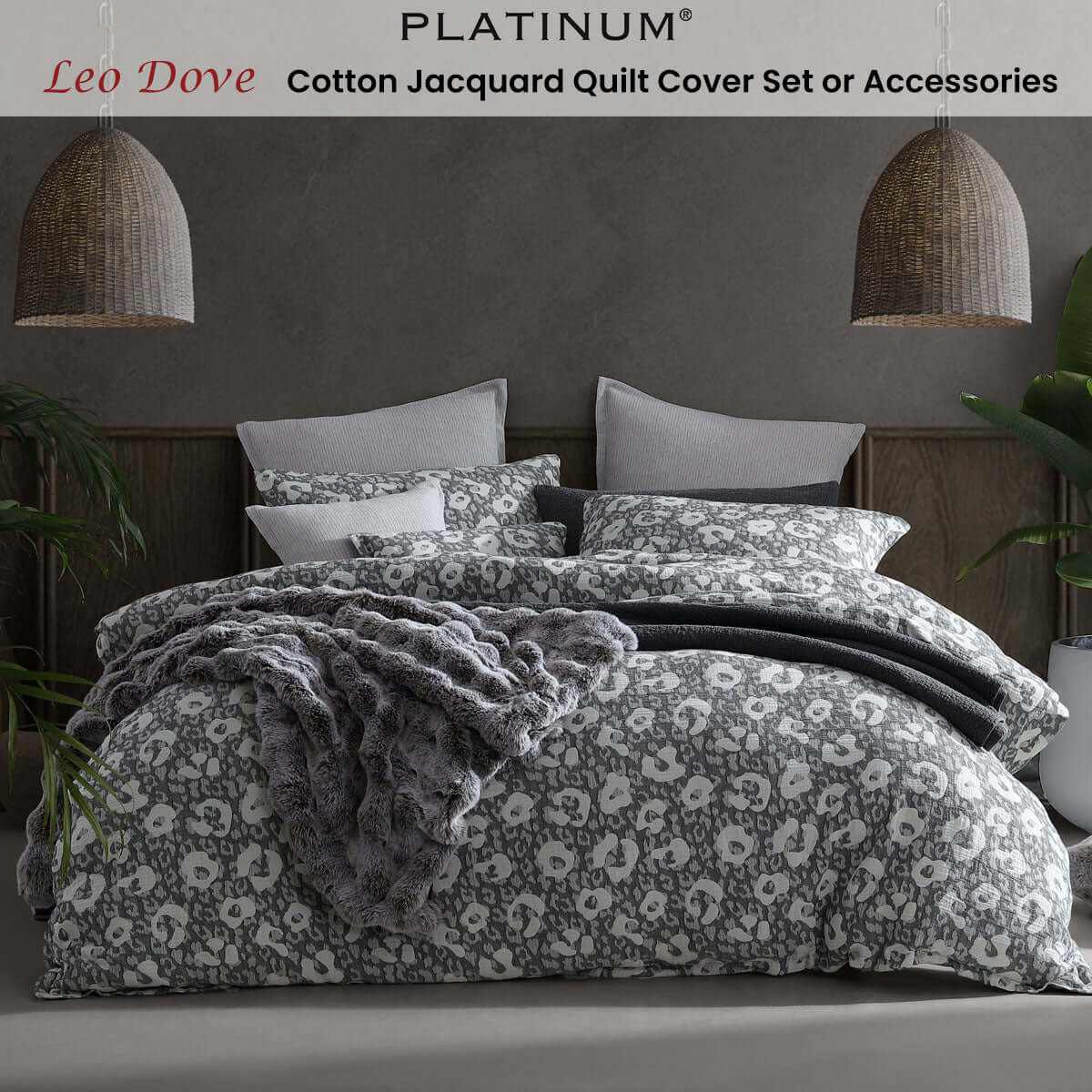Leo Dove Cotton Duvet Cover Queen With Pillows