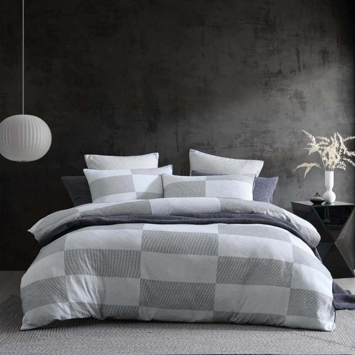 Platinum Collection Region Grey Polyester Cotton Quilt Cover Set King