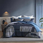 Statham 250TC 100% Cotton Sateen Navy Quilt Cover Set Queen