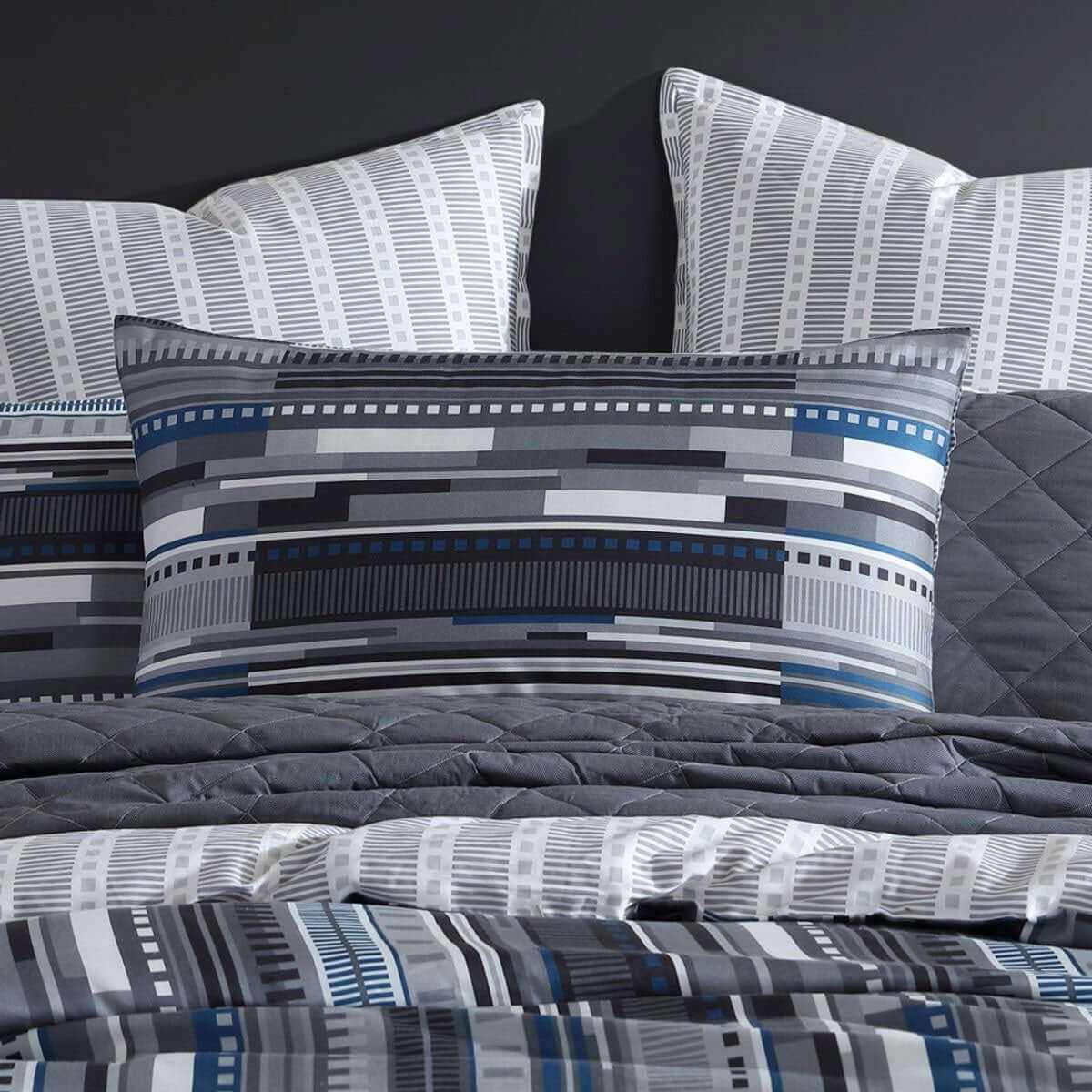 Urban Stripe Charcoal 250TC 100% Cotton Sateen Quilt Cover King