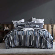 Urban Stripe 250TC 100% Cotton Sateen Charcoal Duvet Cover Set Queen