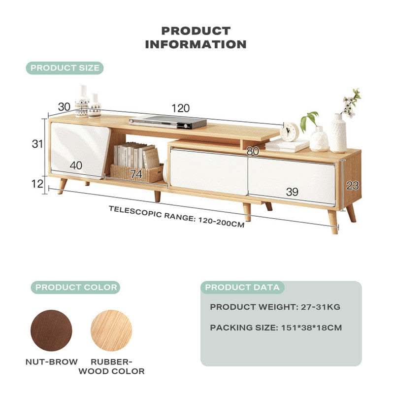 Adjustable TV Stand Entertainment Unit 120-190cm with Storage Drawer