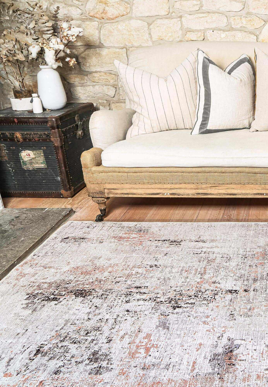 distressed area rug