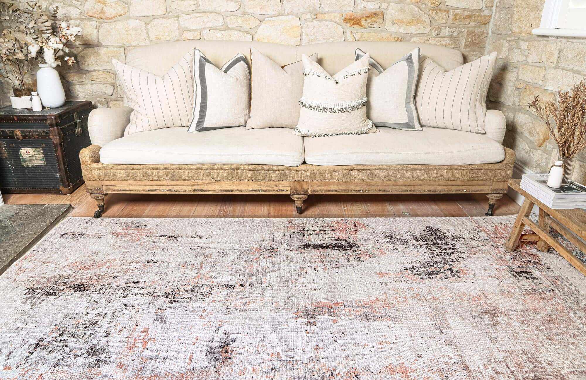 distressed area rug