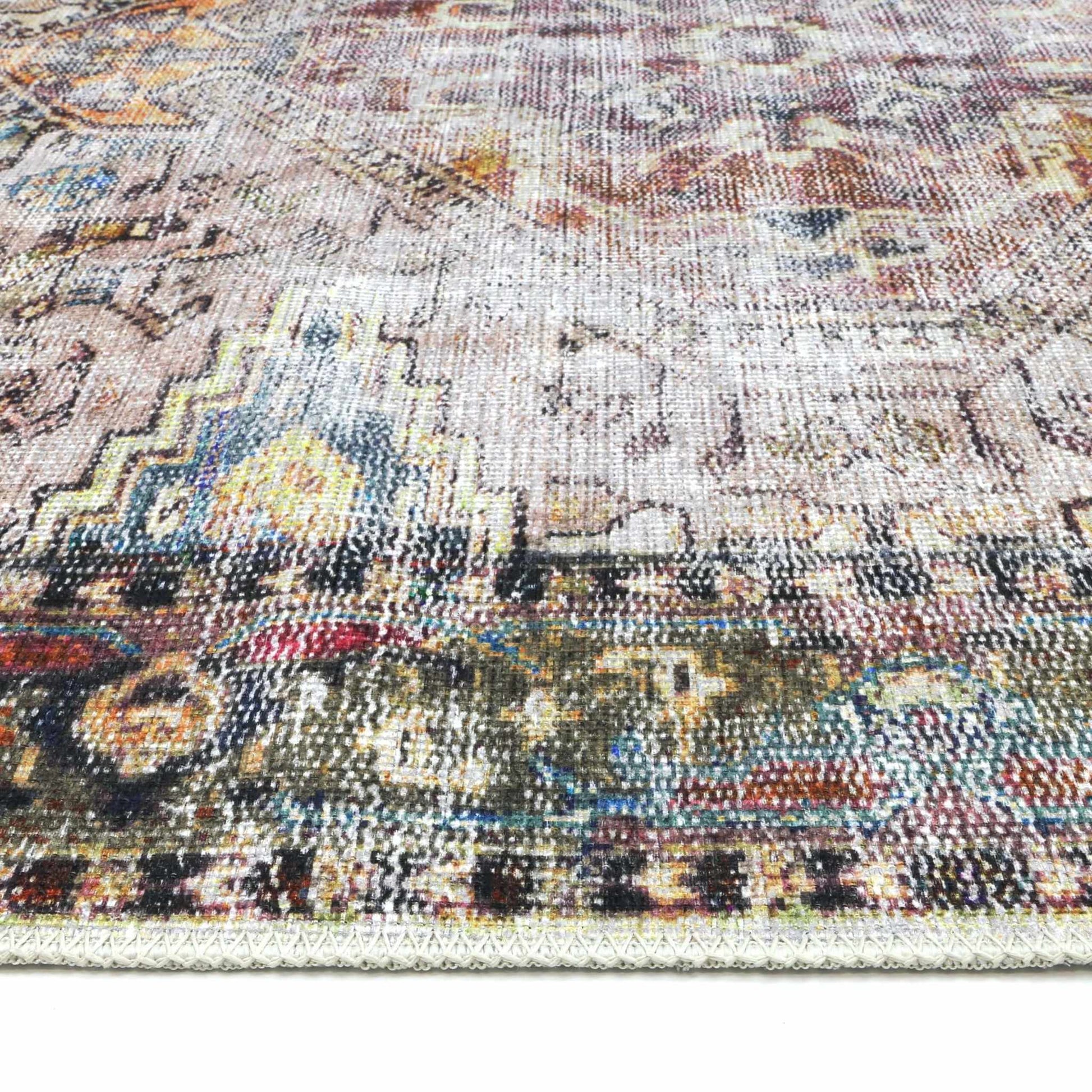 Vintage Crown Multi Distressed Retro Rug - 280x380