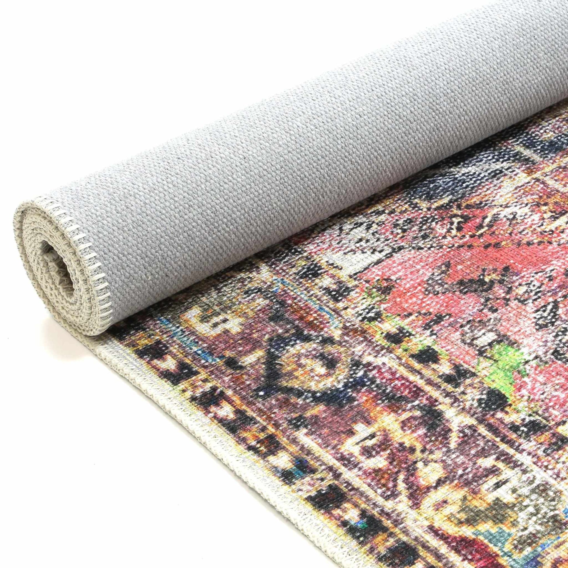 Vintage Crown Multi Distressed Retro Rug - 280x380