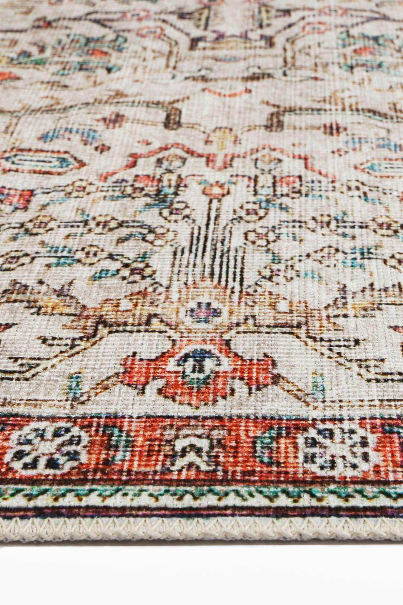 Vintage Crown Rudolph Ivory Multi Distressed Cream Shag Rug 280x380